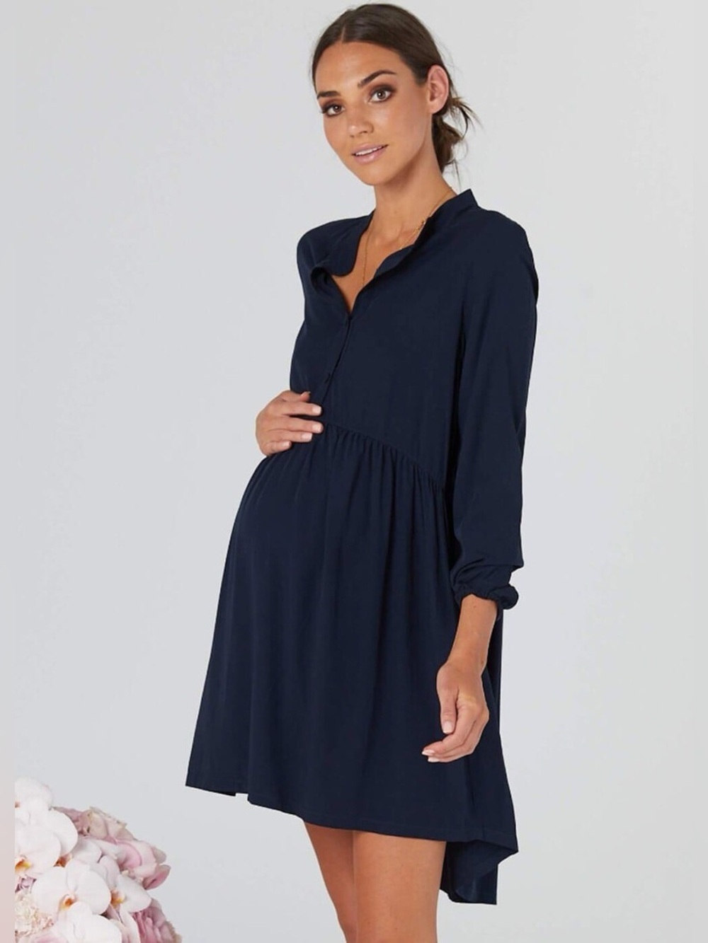Legoe Heritage Navy Long-Sleeve Maternity Dress